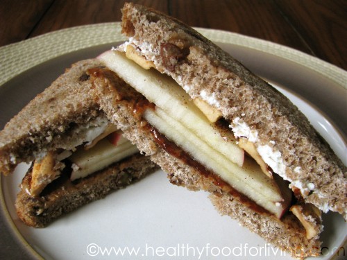 Almond Butter, Fig, Goat Cheese, and Apple Cinnamon Raisin Sandwich Almond Butter, Fig, Goat Cheese, and Apple Cinnamon Raisin Sandwich