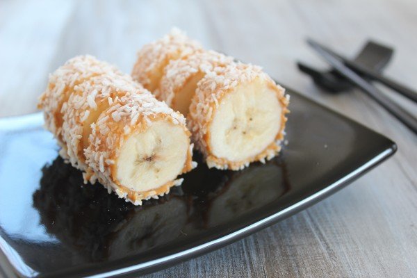 Banana Sushi “Tempura” Roll Toddler Approved