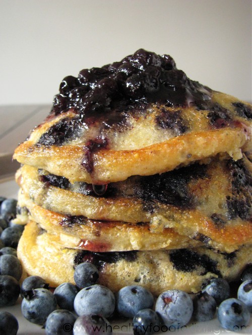 Blueberry Cornmeal Pancakes for One