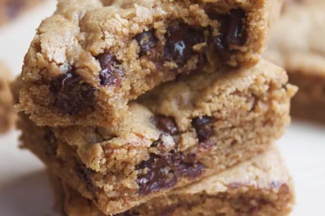Chewy Peanut Butter Chocolate Chip Blondies {Grain- & Gluten-free}