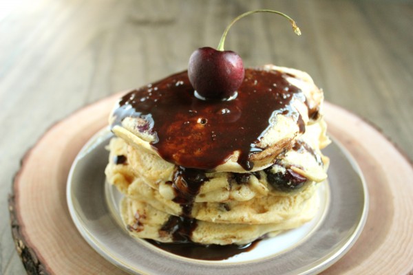 Chocolate-Covered Cherry Almond Pancakes for One