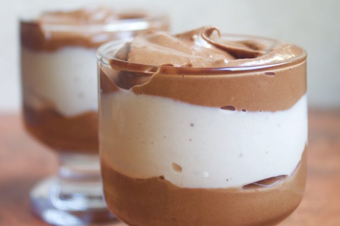 Chocolate Peanut Butter Pudding and Banana Cream Parfaits {No-Cook, Vegan}