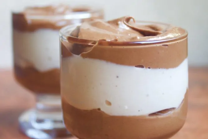 Chocolate Peanut Butter Pudding and Banana Cream Parfaits {No-Cook, Vegan}