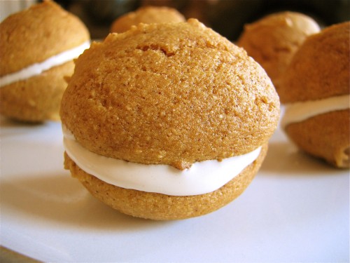 Mini Sweet Potato Whoopie Pies with Maple Marshmallow Frosting