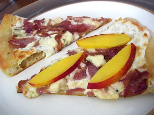 Caramelized Red Onion, Blue Cheese, and Nectarine Pizza
