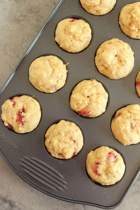 {One Bowl} Mini Strawberry Banana Muffins + Doughnuts