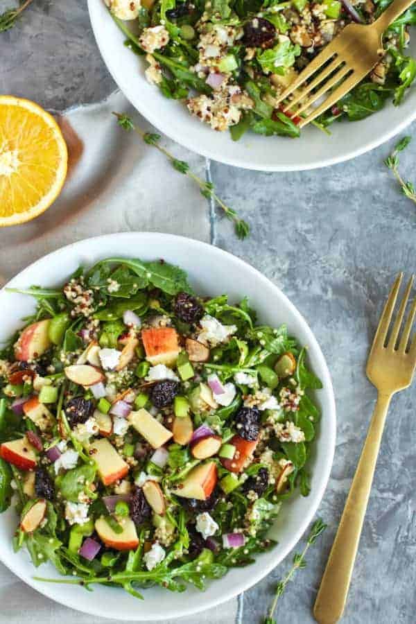 Cherry, Arugula, & Quinoa Salad with Goat Cheese and Almonds