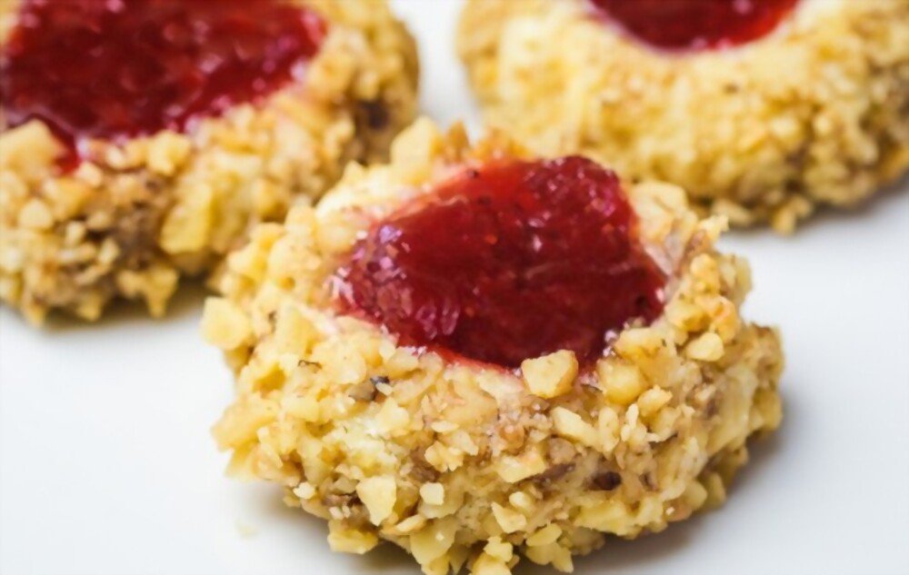 Flourless PB&J Thumbprint Cookies