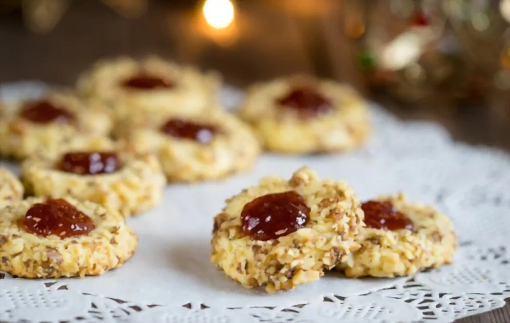 Flourless PB&J Thumbprint Cookies