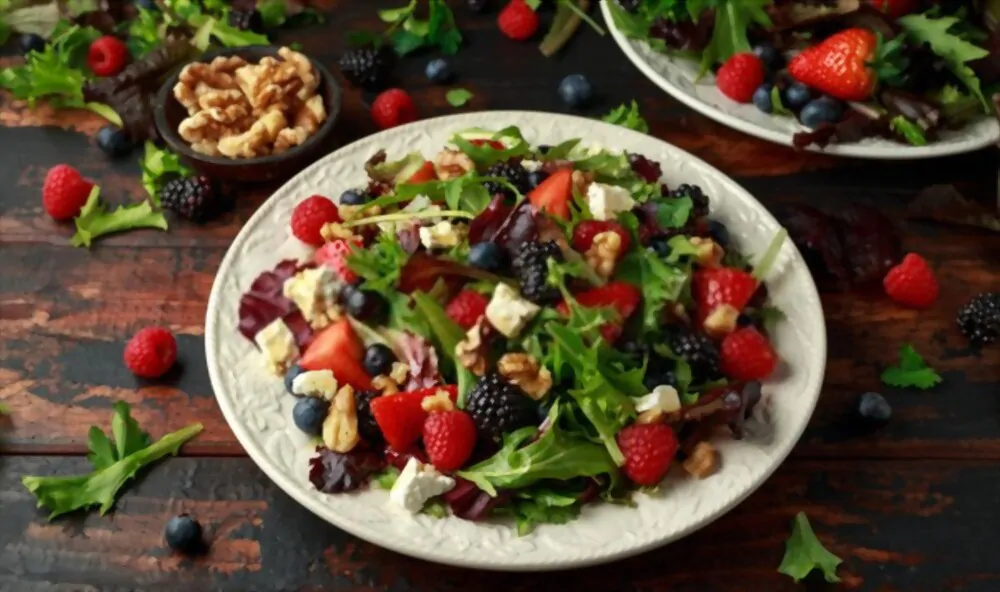 Red Berry Salad with Granola-Crusted Goat Cheese