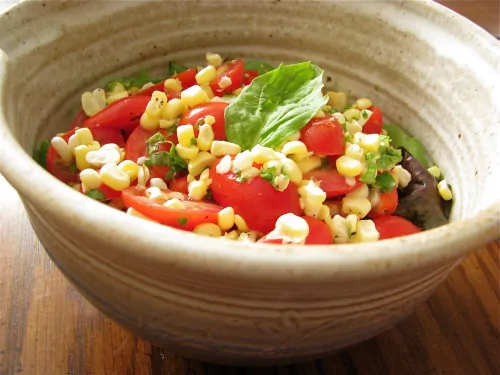 Raw Corn, Tomato, & Basil Salad