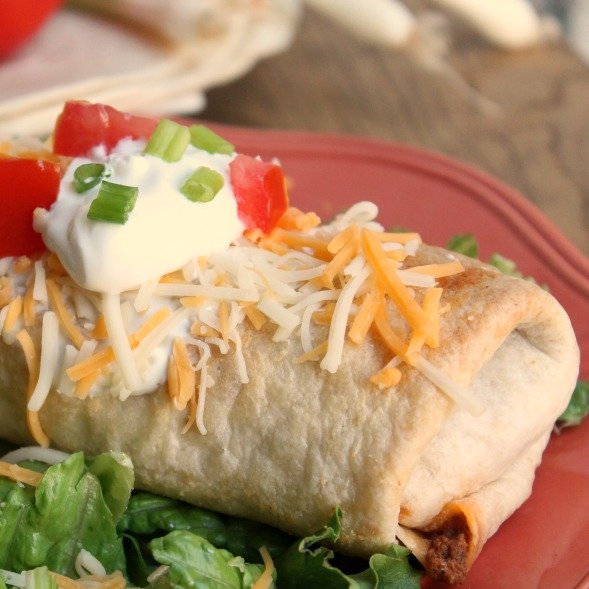 Non-Fried Beef & Bean Chimichangas Recipe Non-Fried Beef & Bean Chimichangas Recipe