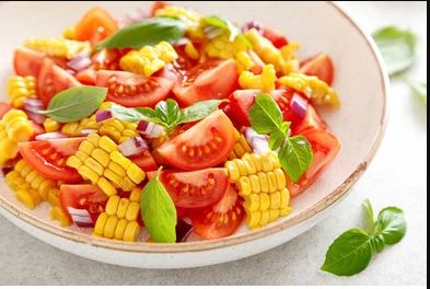 Raw Corn, Tomato, & Basil Salad