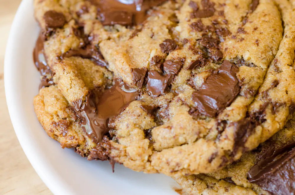 Chocolate Chip Cookie Dough Glazed Pancakes for One