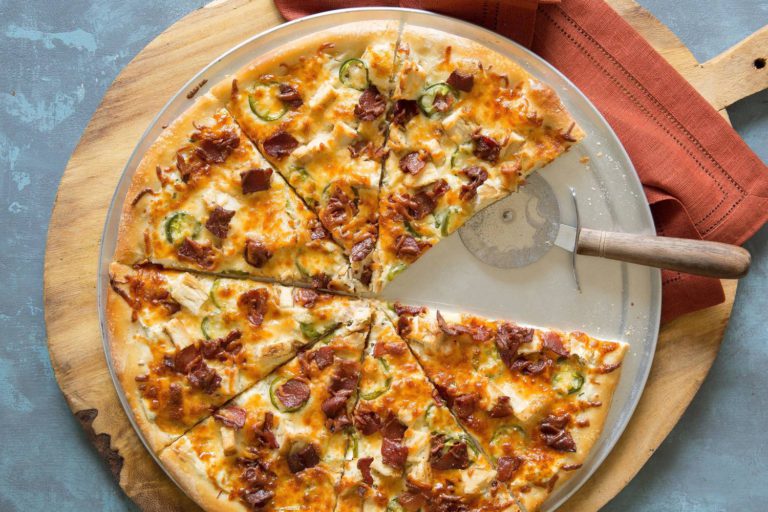 Pizza with Jalapeno Chicken Sausage, Corn, and Salsa