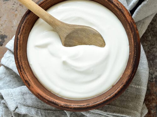 yogurt in a wooden bowl for acid reflux