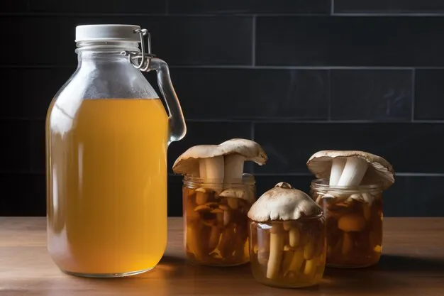 kombucha in a jar with cups