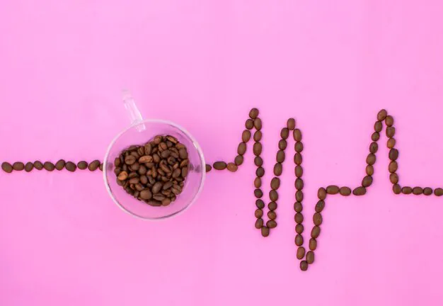 cardiogram made with coffee beans.