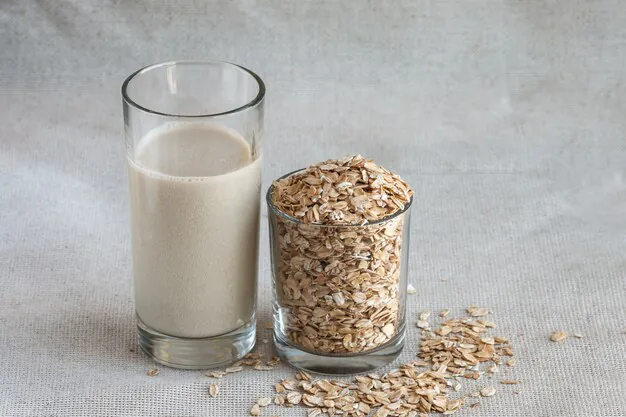 a glass of oat milk
