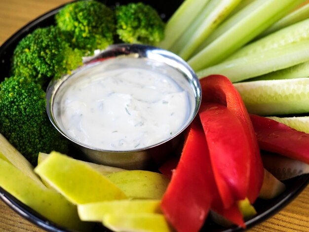 ranch dressing with veggies.