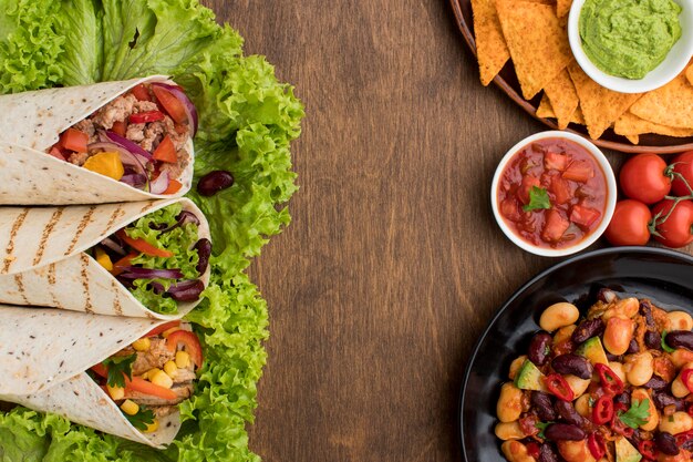 top view of Mexican dish.