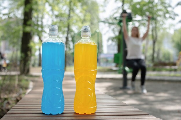 two gatorade bottles.