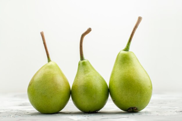front view of three peaches placed horizontally with each other