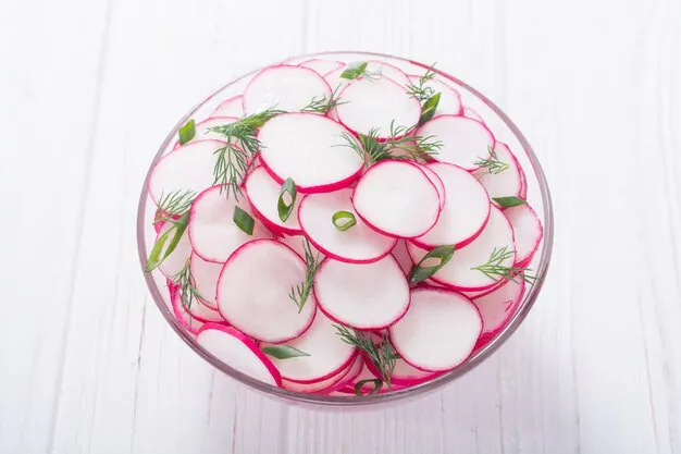 round slices of radish in a bowl