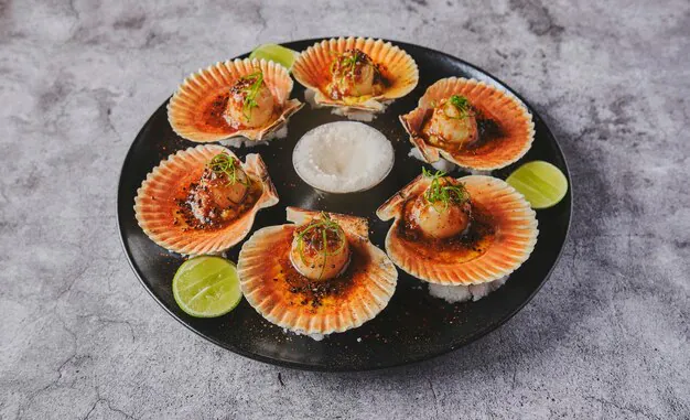 top view of scallops