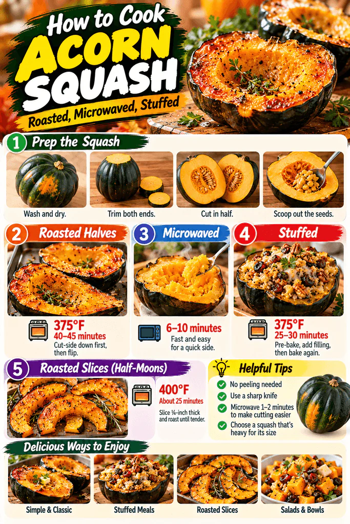 How to Cook Acorn Squash: Roasted, Microwaved, Stuffed