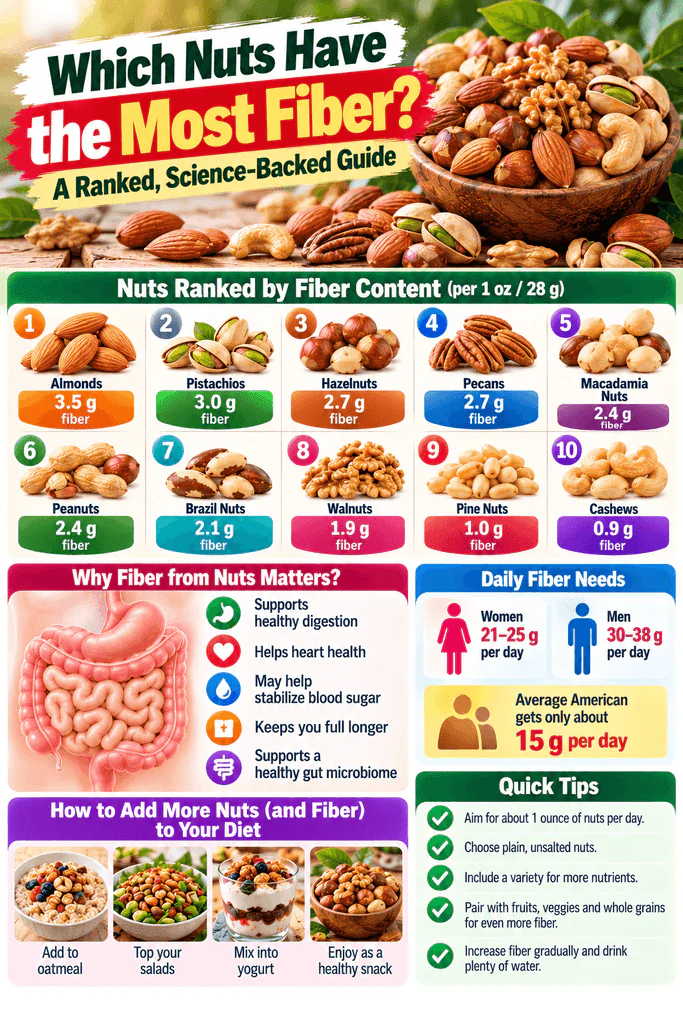 Which Nuts Have the Most Fiber? 10 Nuts Ranked by USDA Data