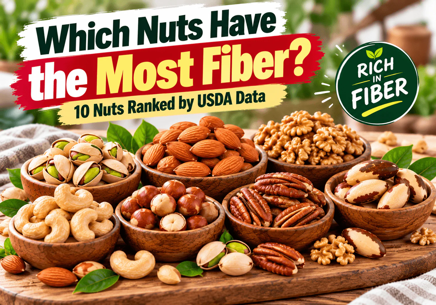 Which Nuts Have the Most Fiber? 10 Nuts Ranked by USDA Data